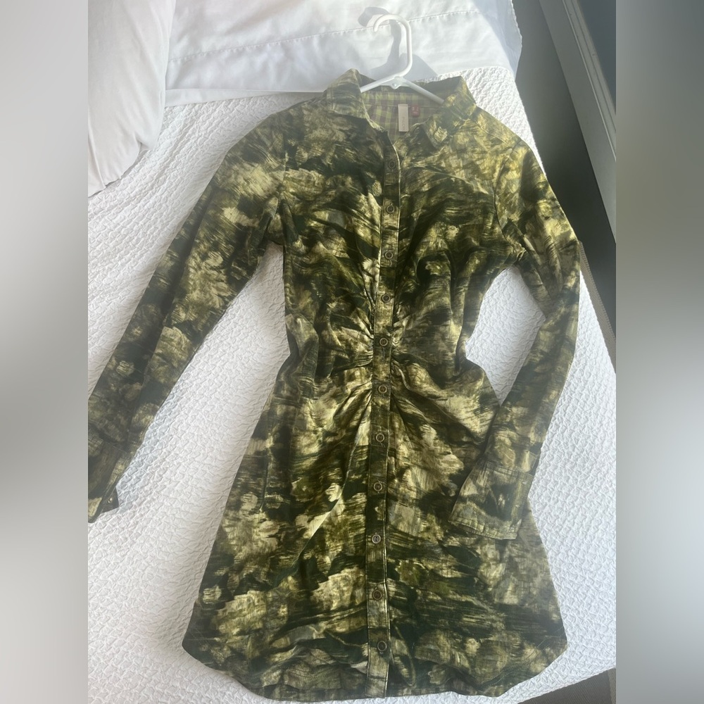 Long sleeve midi button up dress